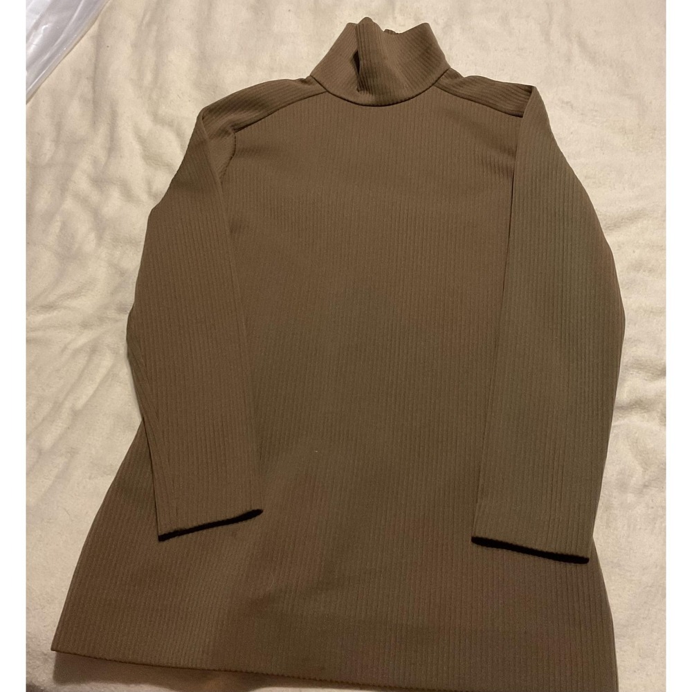 Vintage Act III Sweater Dress Womens Large Brown Ribbed Turtleneck Zip Back 70s